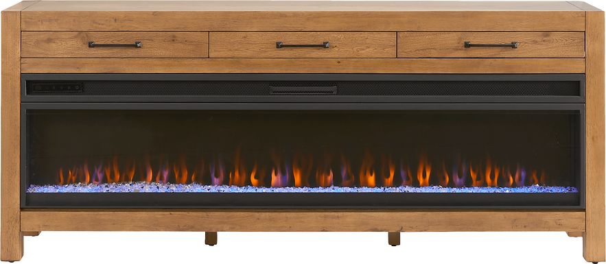 Edgewater Brown 77 in. Console with Electric Fireplace