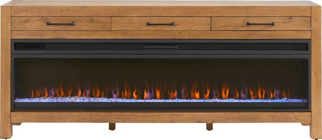 Edgewater Brown 77 in. Console with Electric Fireplace - Thumbnail - Image 1