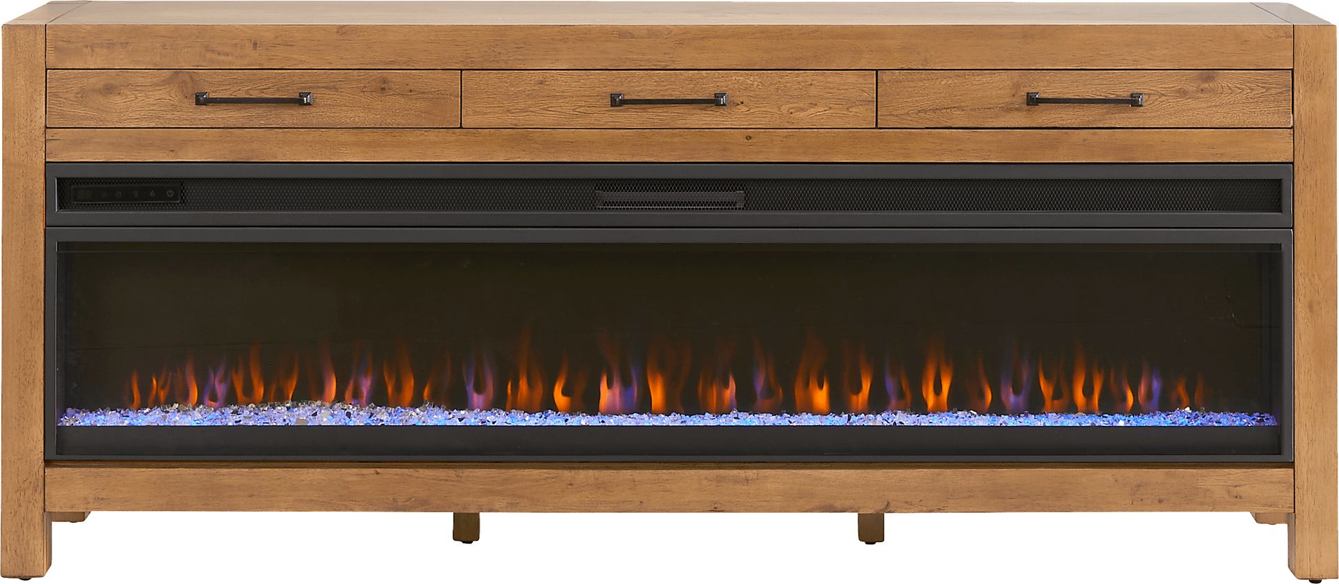 Edgewater Brown 77 in. Console with Electric Fireplace - Image 1