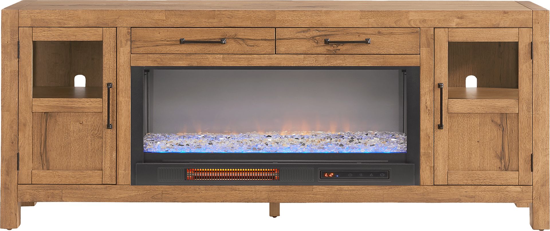 Edgewater Brown 80 in. Console with Electric Fireplace - Image 1