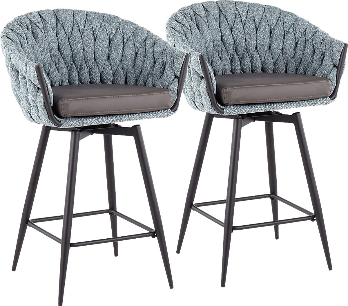 Edinger Black Black,Colors Blue Swivel Barstool | Rooms to Go