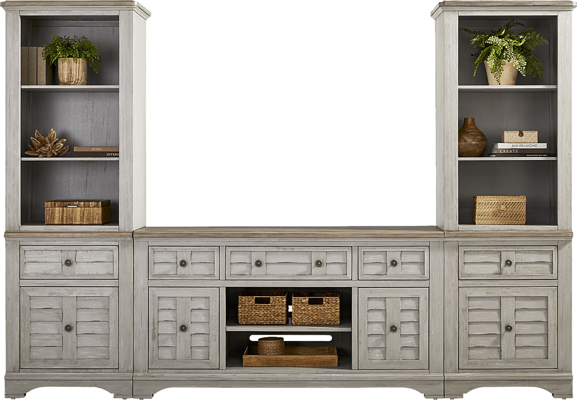 Edisto Bay Gray 3 Pc Wall Unit with 64 in. Console - Image 2