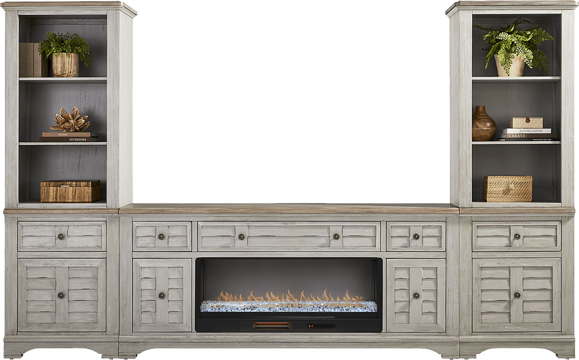 Edisto Bay Gray 3 Pc Wall Unit with 78 in. Console and Electric Fireplace - Image 2