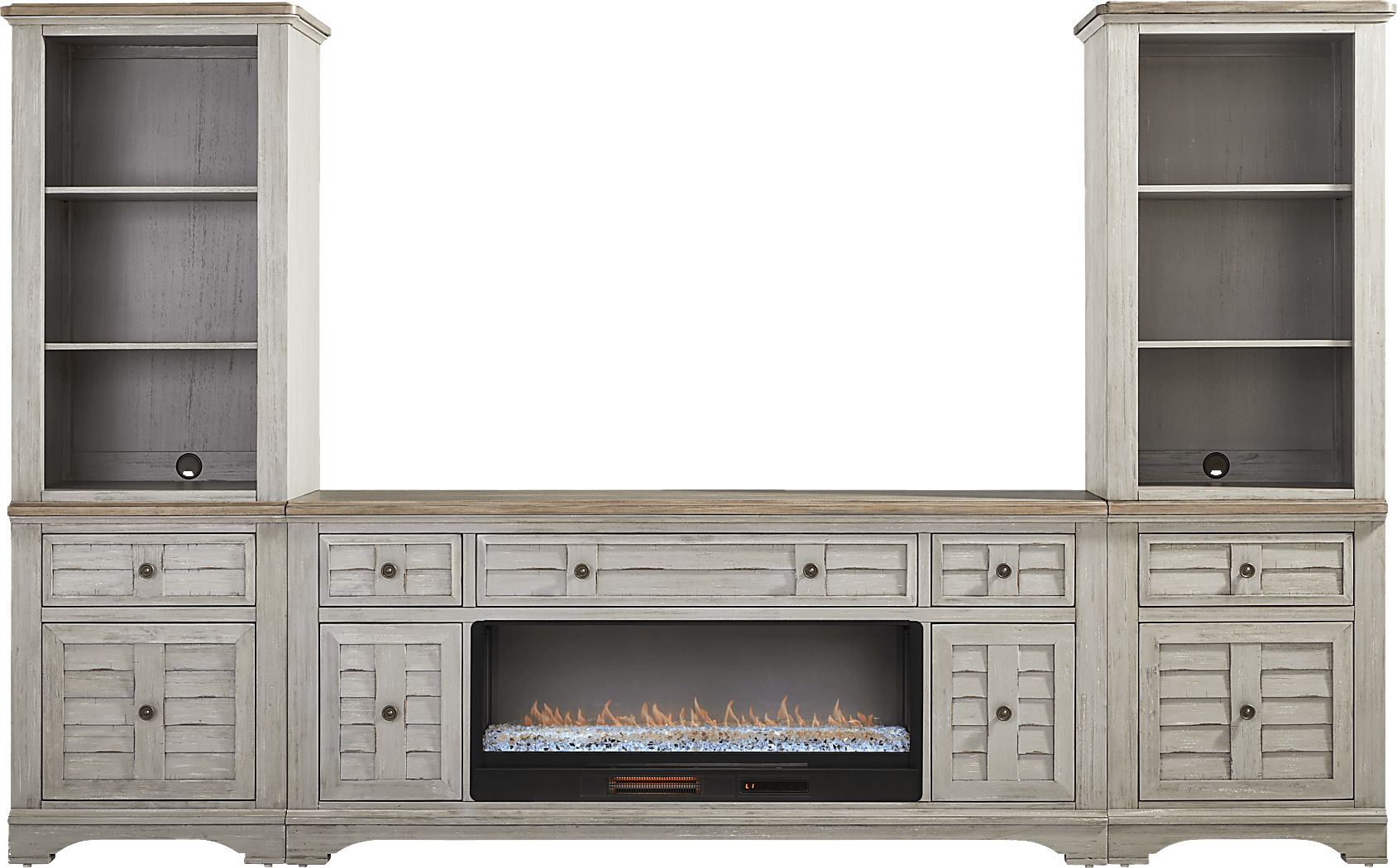 Edisto Bay Gray 3 Pc Wall Unit with 78 in. Console and Electric Fireplace