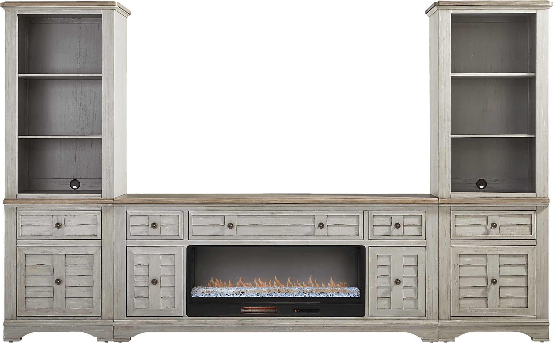 Edisto Bay Gray 3 Pc Wall Unit with 78 in. Console and Electric Fireplace - Image 1