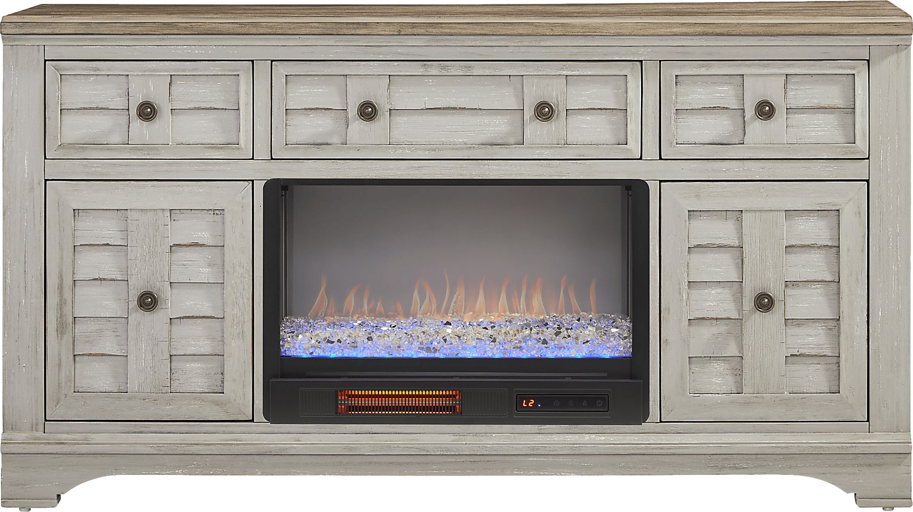 Edisto Bay Gray 64 in. Console with Electric Fireplace