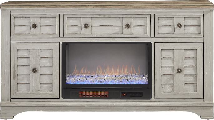 Edisto Bay Gray 64 in. Console with Electric Fireplace