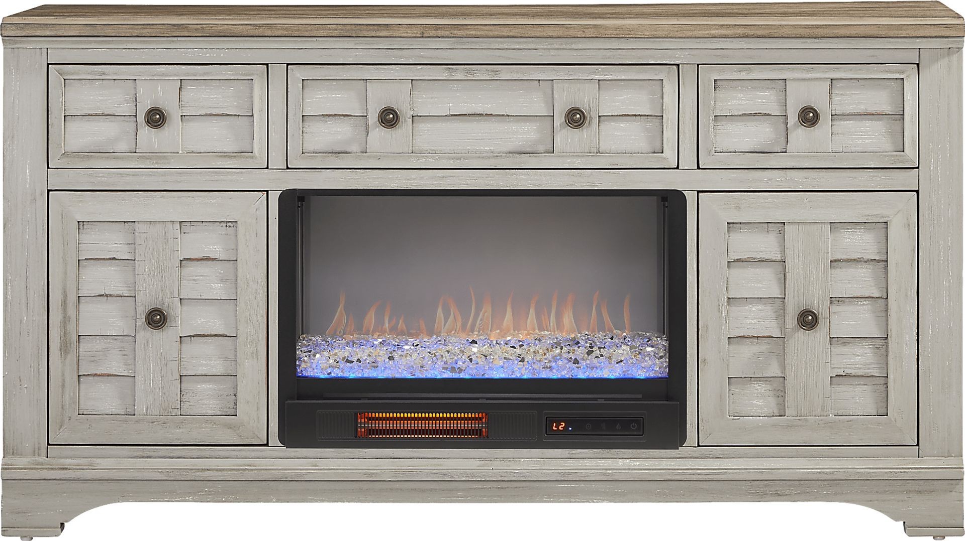Edisto Bay Gray 64 in. Console with Electric Fireplace - Image 1