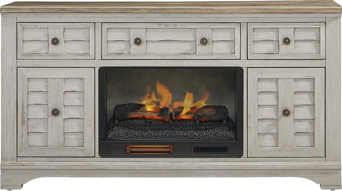 Edisto Bay Gray 64 in. Console with Electric Log Fireplace