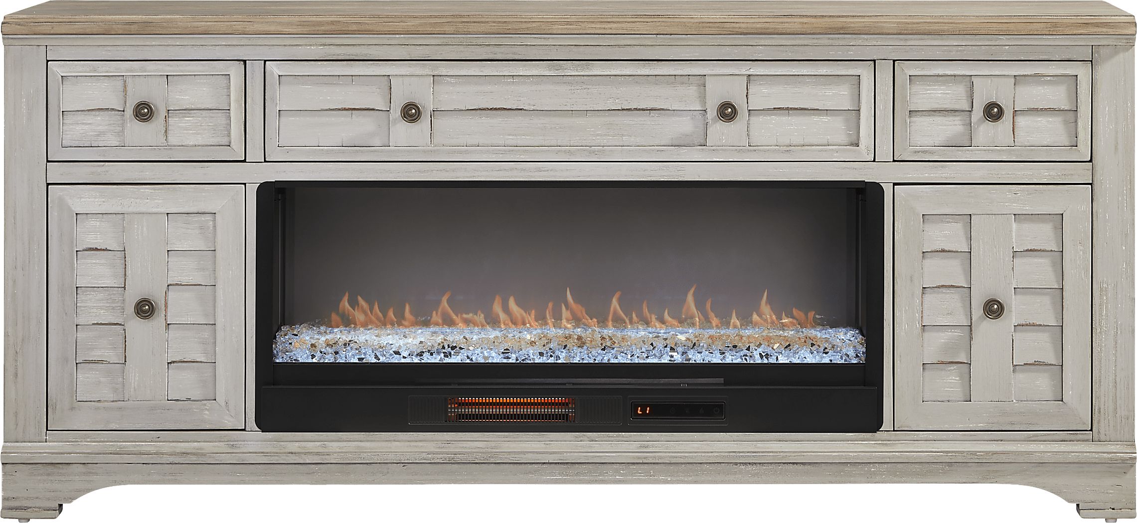 Edisto Bay Gray 78 in. Console with Electric Fireplace