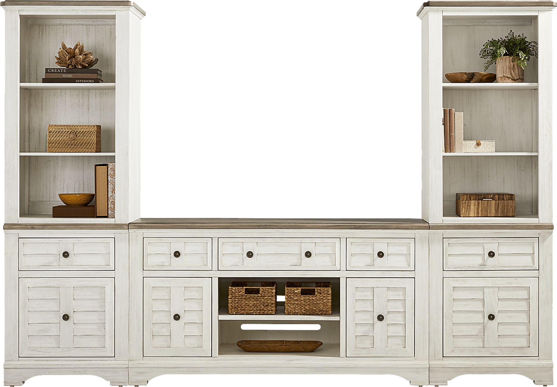 Edisto Bay White 3 Pc Wall Unit with 64 in. Console - Image 2