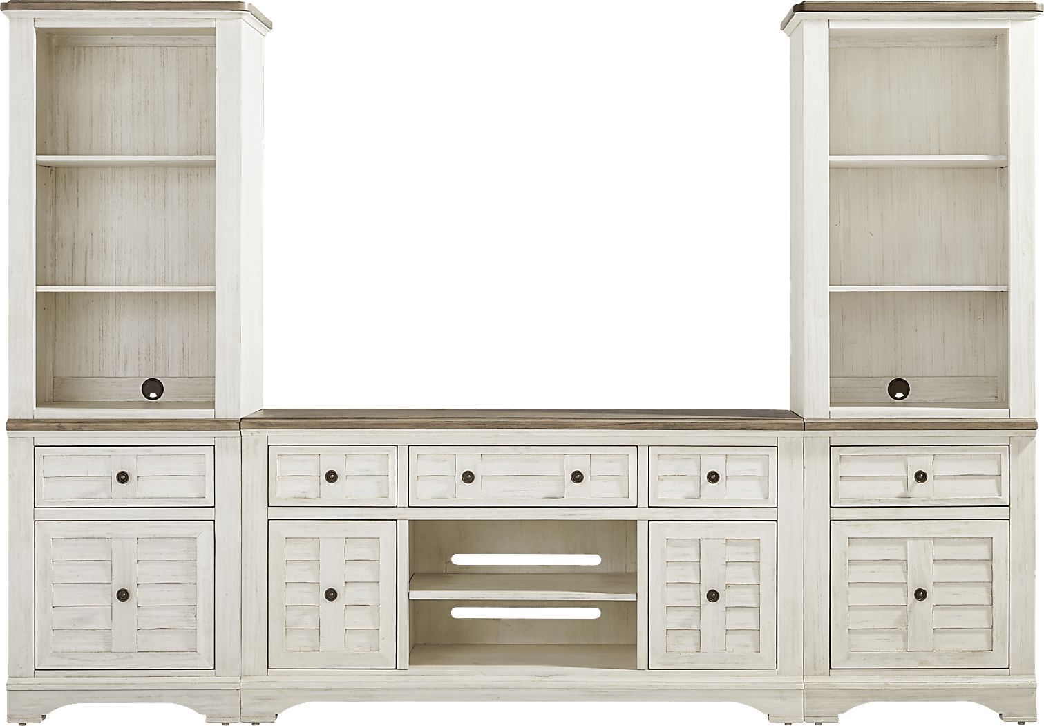 Edisto Bay White 3 Pc Wall Unit with 64 in. Console