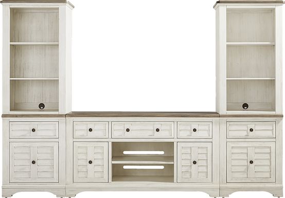 Edisto Bay White 3 Pc Wall Unit with 64 in. Console