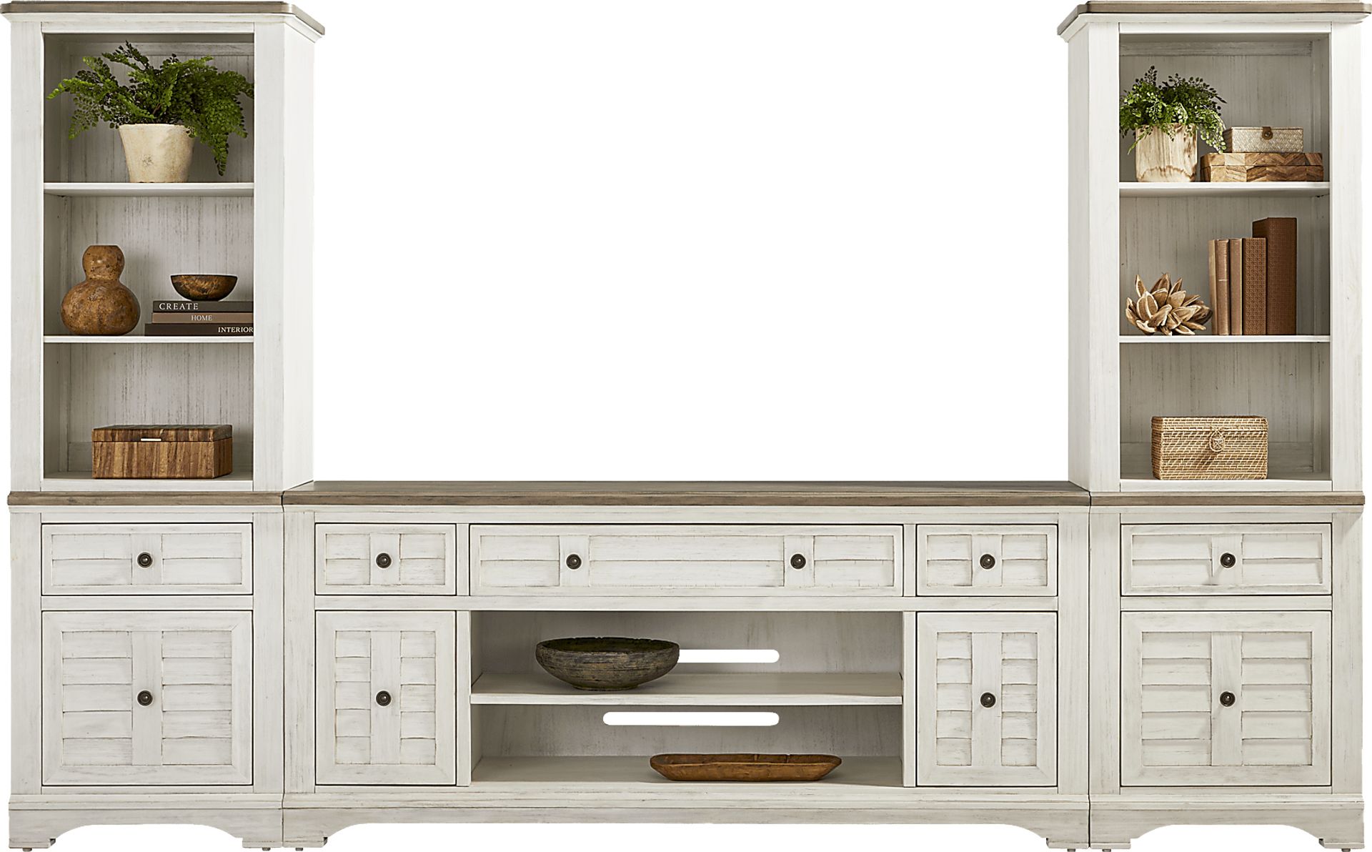 Edisto Bay White 3 Pc Wall Unit with 78 in. Console - Image 2