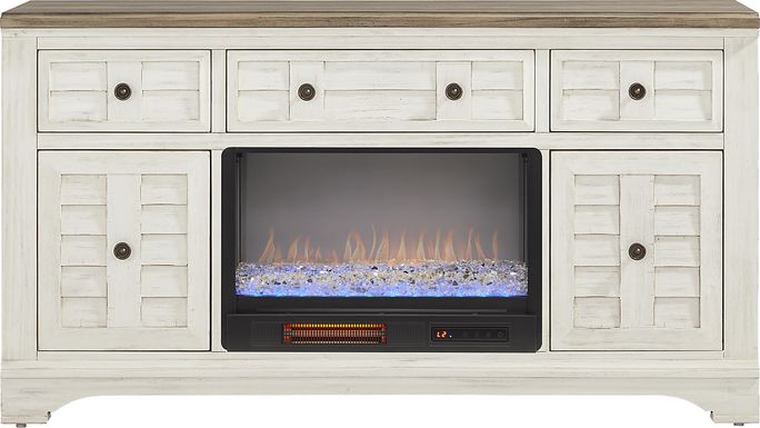 Edisto Bay White 64 in. Console with Electric Fireplace