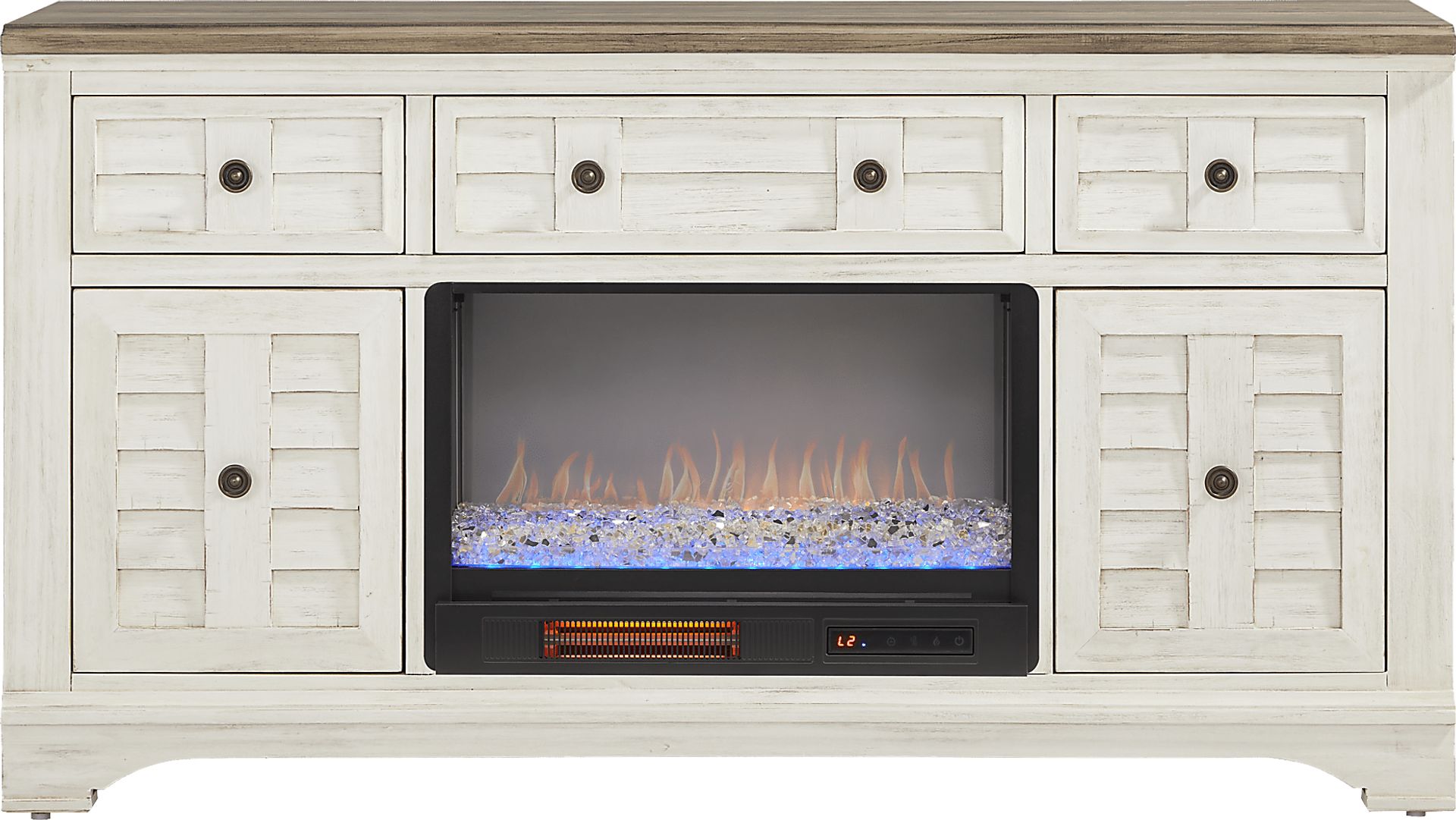 Edisto Bay White 64 in. Console with Electric Fireplace - Image 1