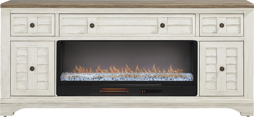 Edisto Bay White 78 in. Console with Electric Fireplace