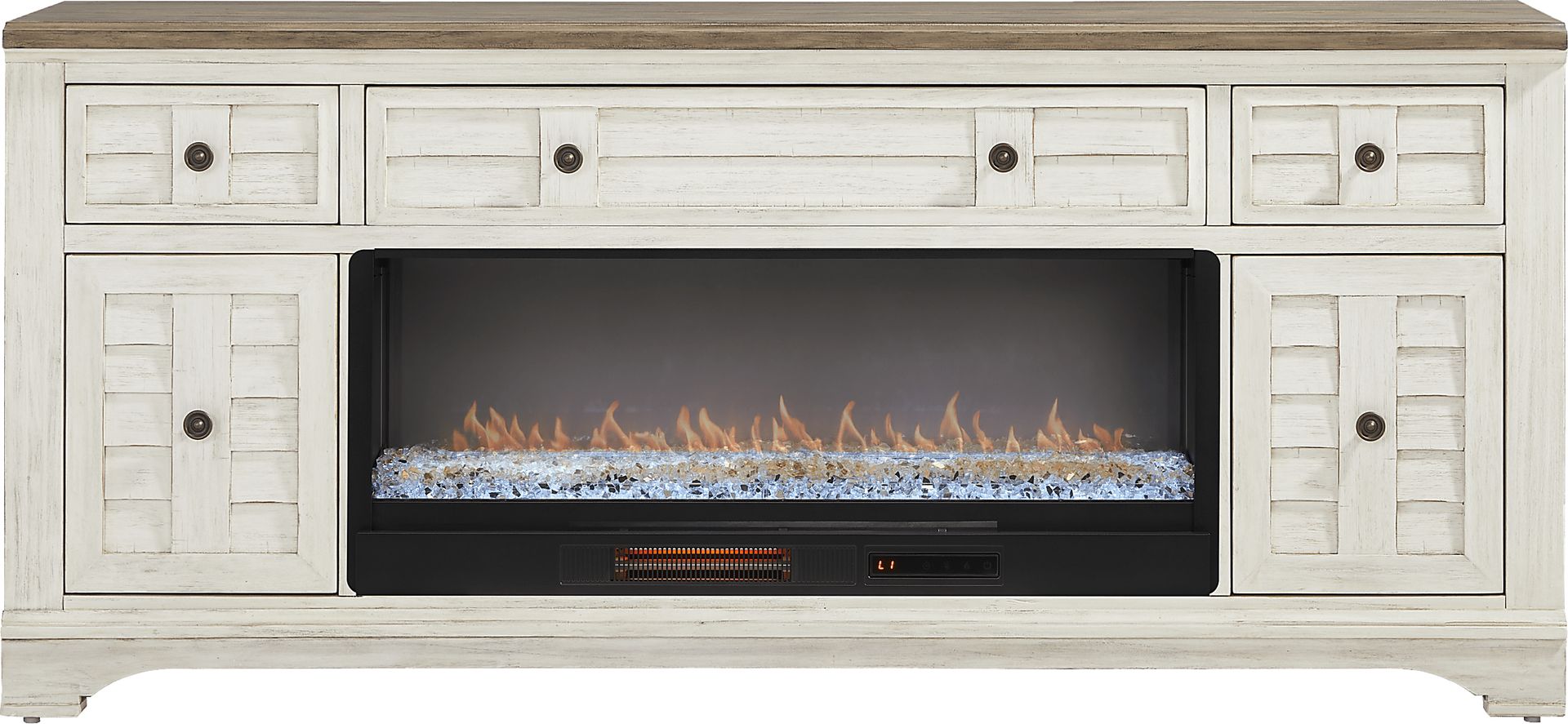Edisto Bay White 78 in. Console with Electric Fireplace - Image 1