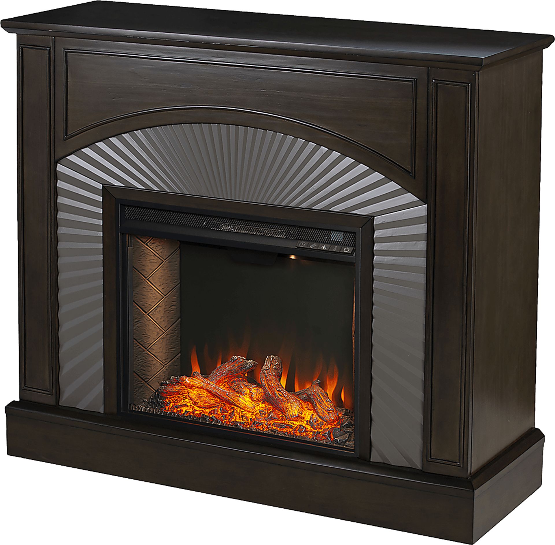 Edmarie III Brown 45 in. Console, With Smart Electric Fireplace - Image 1