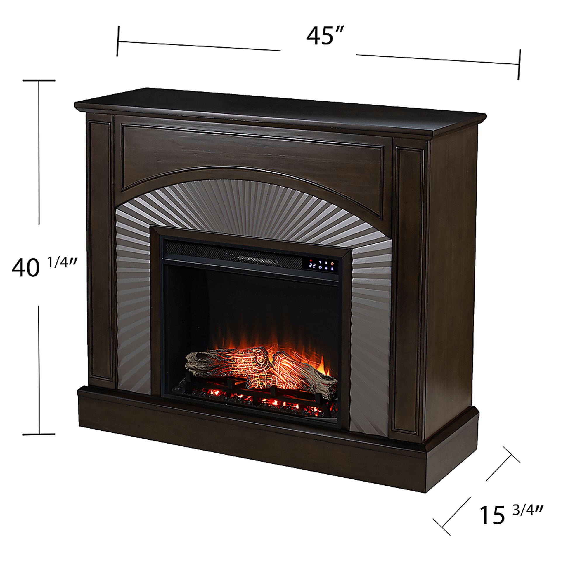 Edmarie IV Brown 45 in. Console, With Touch Panel Electric Fireplace - Image 7