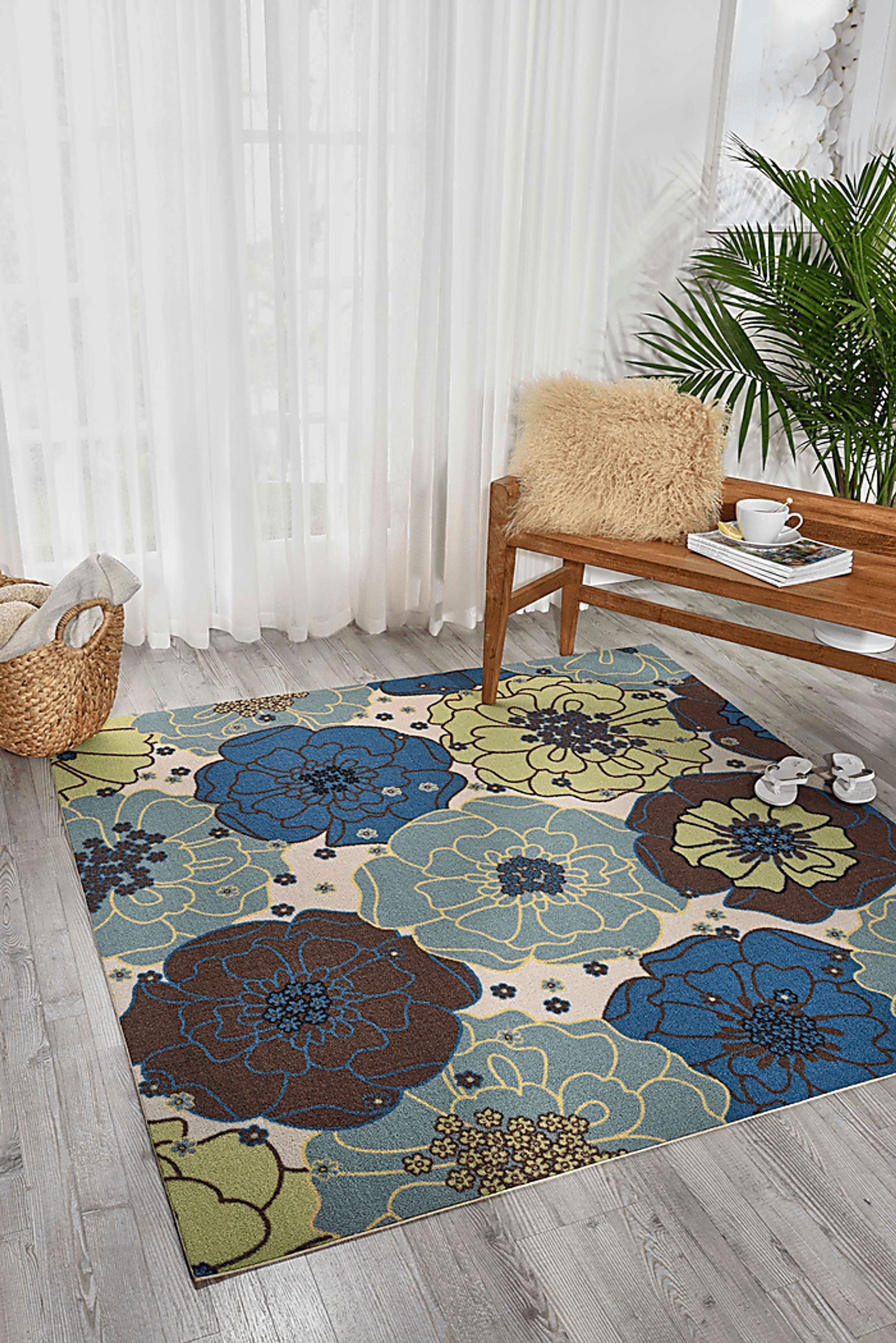 Edria Light Blue 5' x 8' Indoor/Outdoor Rug - Image 4