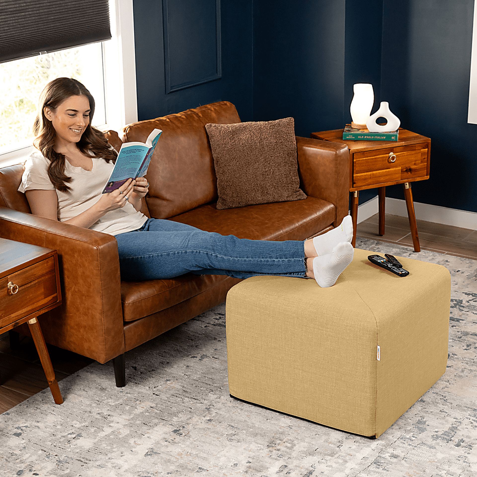 Edunci Beige Large Ottoman - Image 4