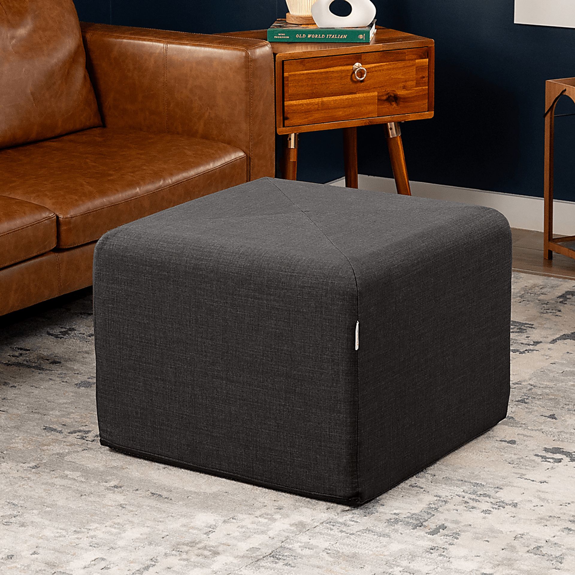 Edunci Black Large Ottoman - Image 2