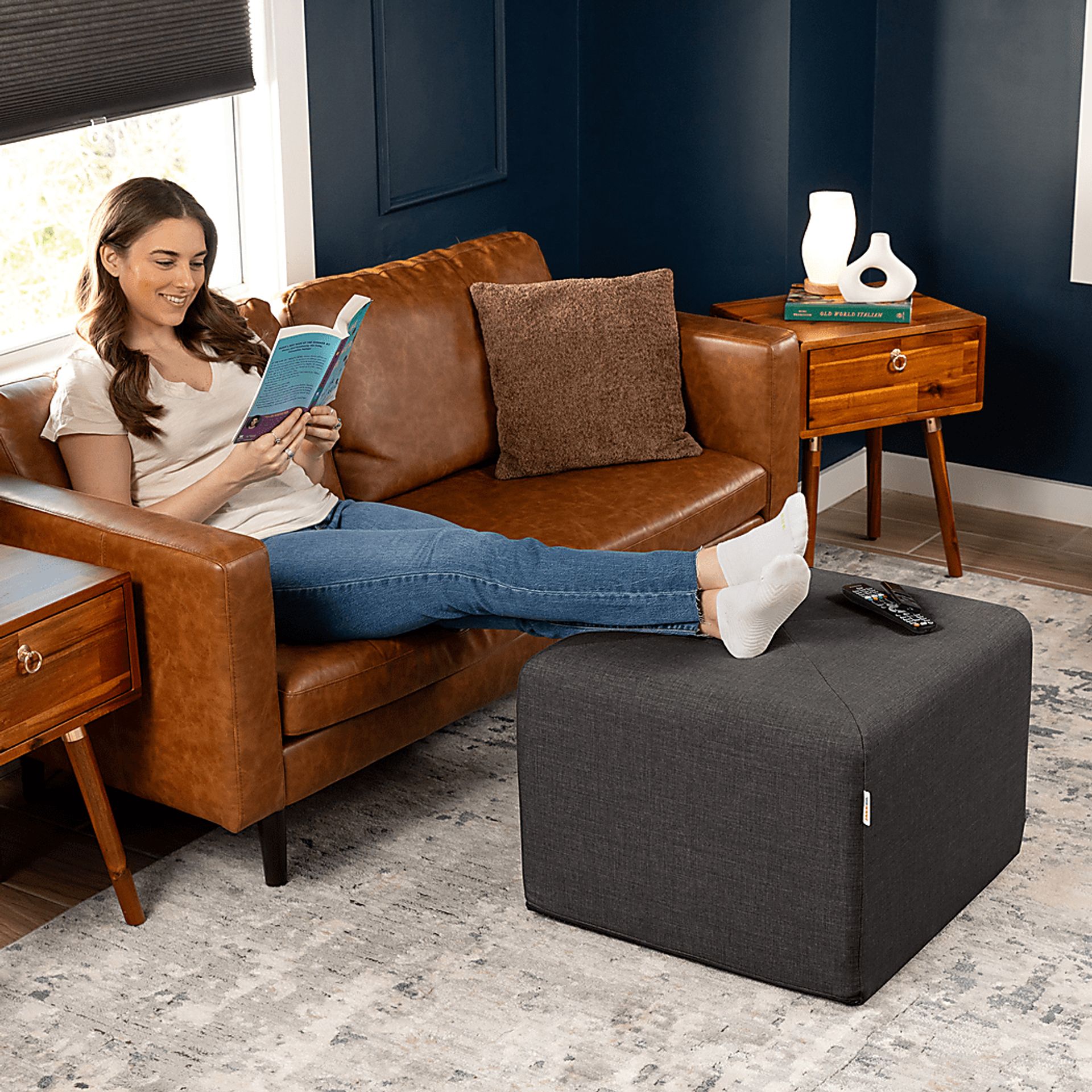 Edunci Black Large Ottoman - Image 4