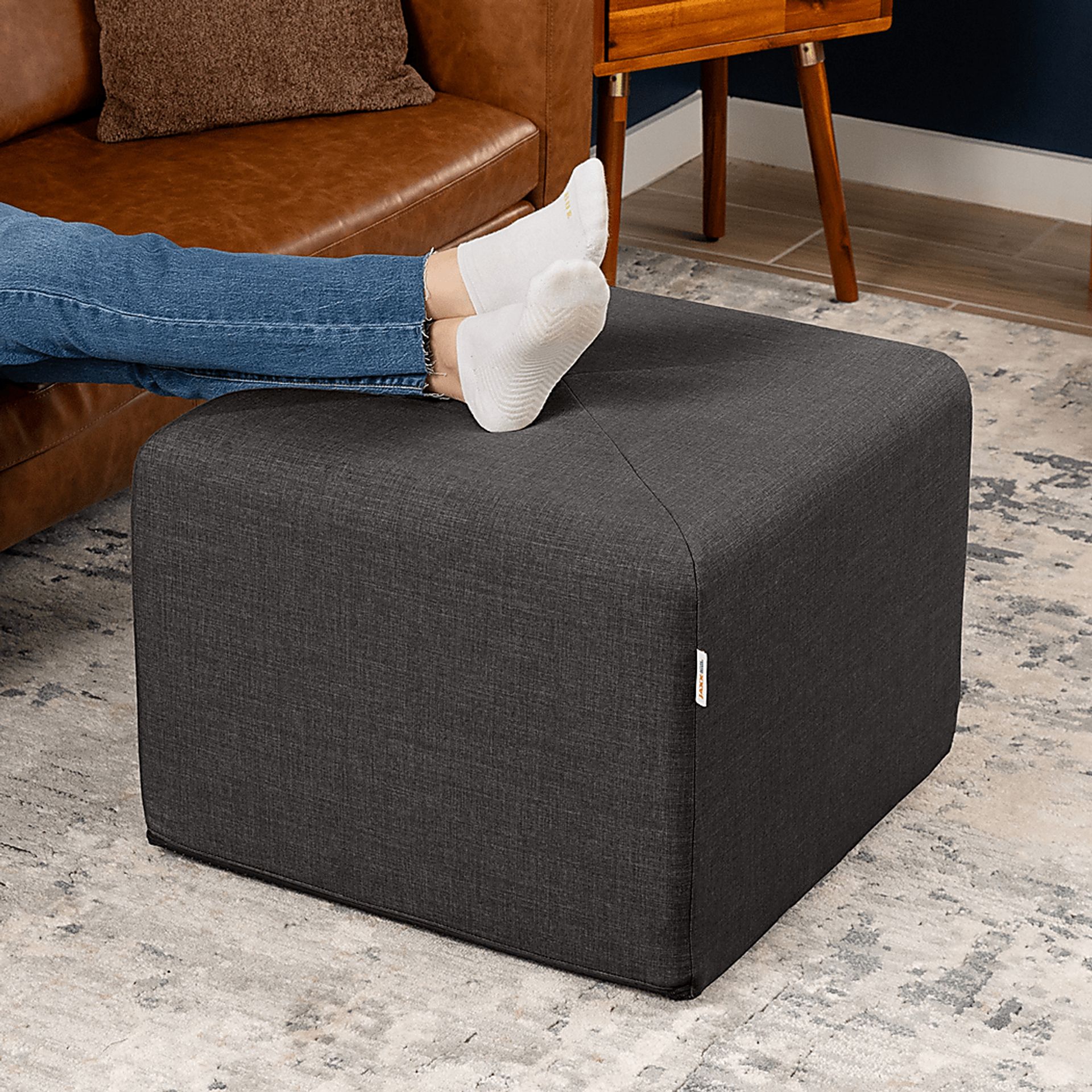 Edunci Black Large Ottoman - Image 5
