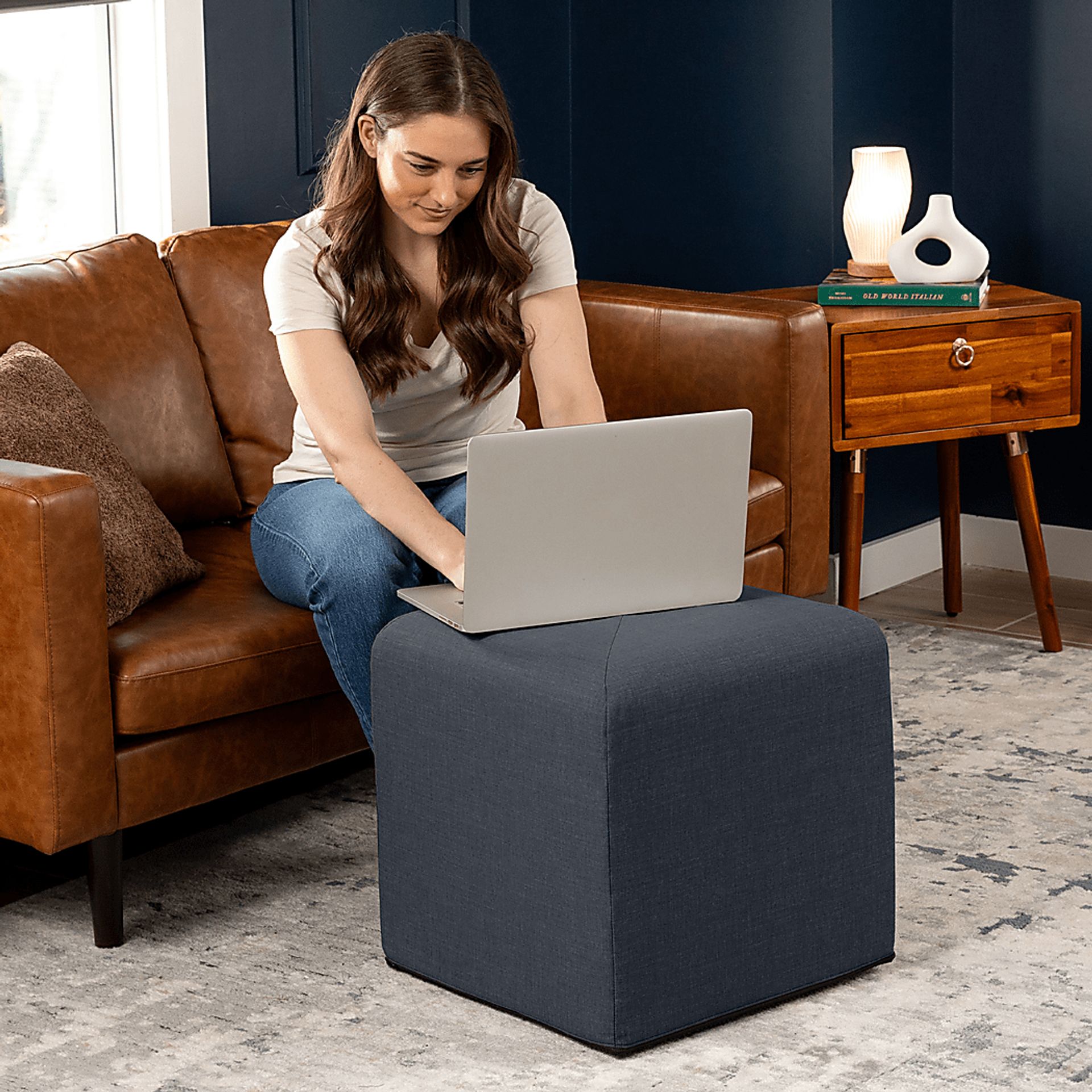 Edunci Blue/Denim Ottoman - Image 4