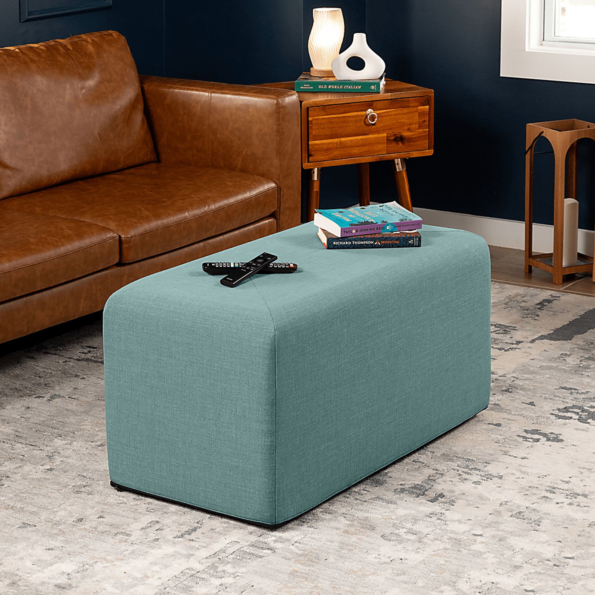 Edunci Blue Large Rectangular Ottoman - Image 2