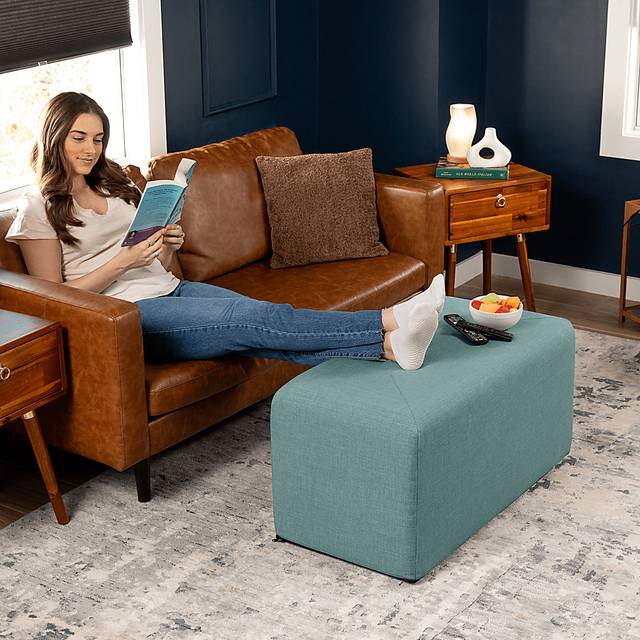 Edunci Blue Large Rectangular Ottoman - Thumbnail - Image 4