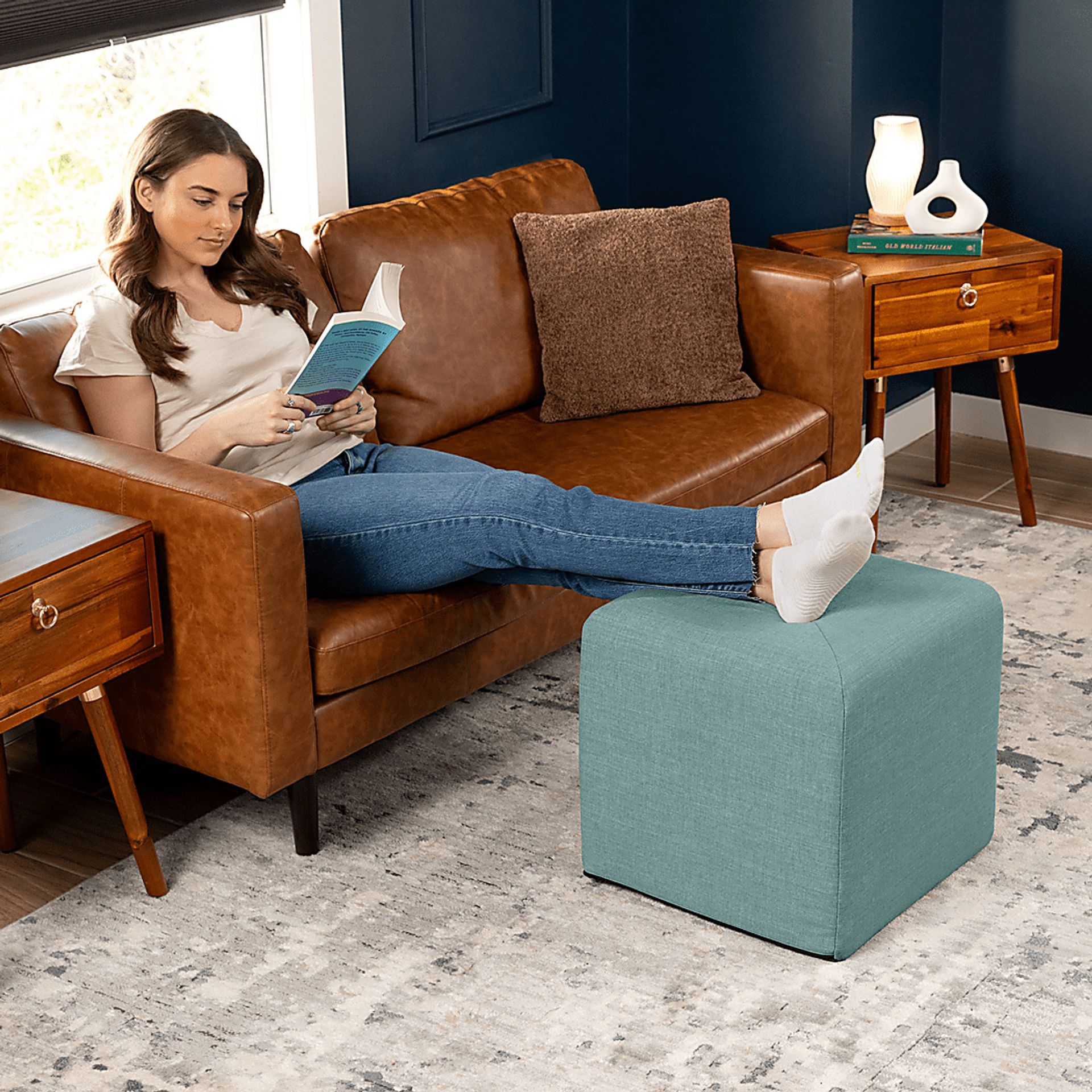 Edunci Blue Ottoman - Image 3