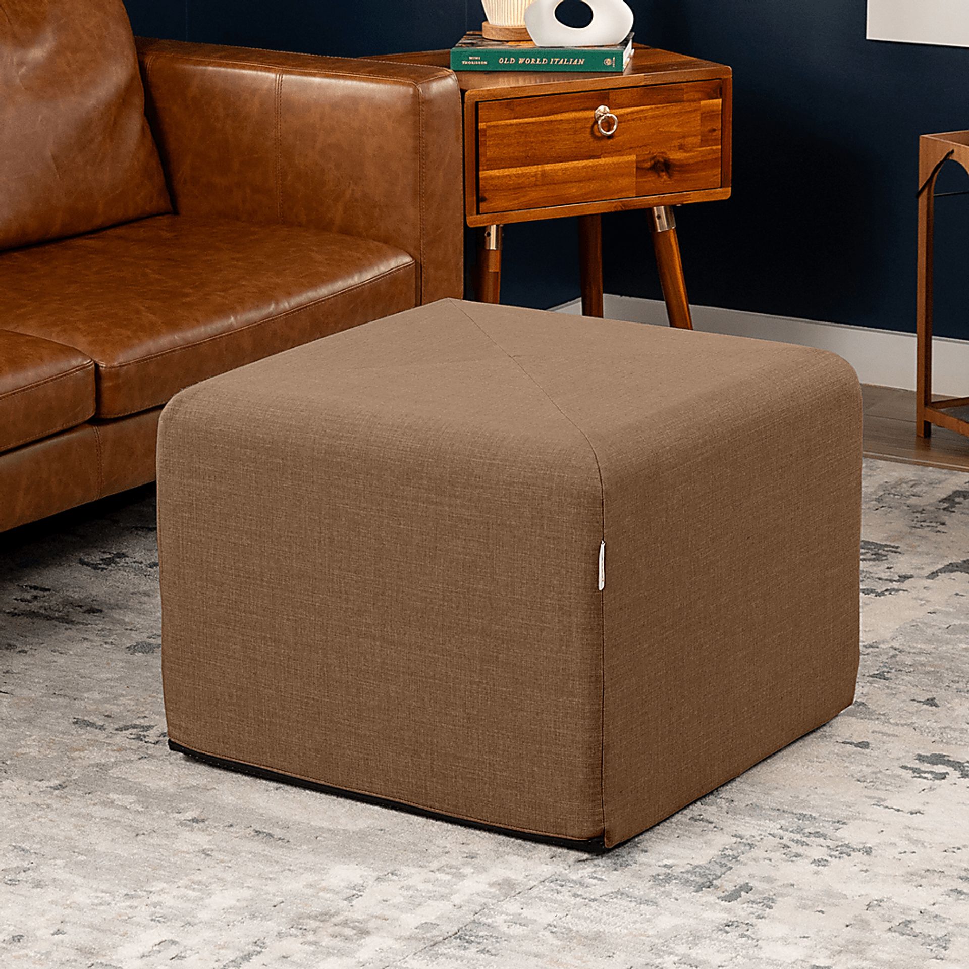 Edunci Brown Large Ottoman - Image 2