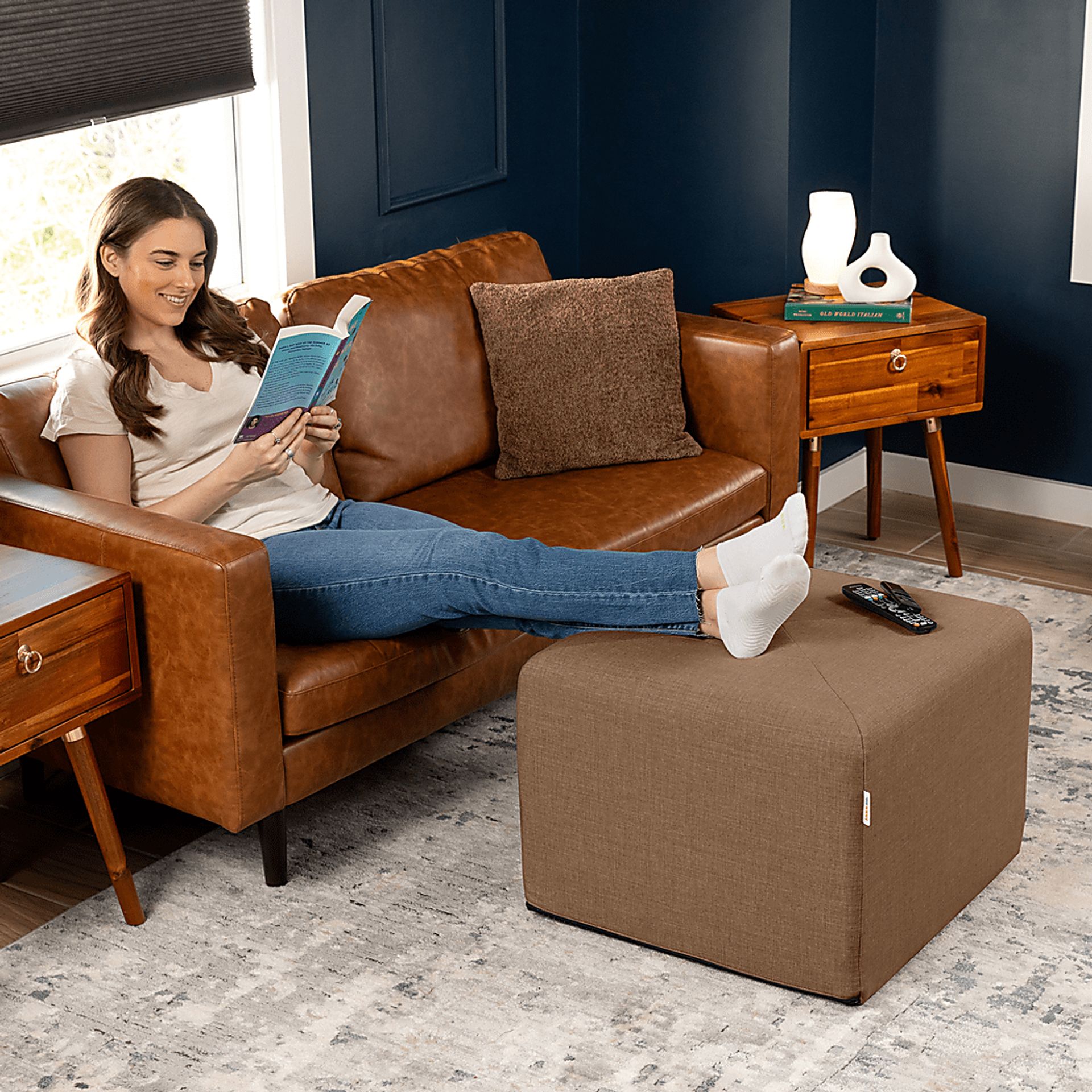 Edunci Brown Large Ottoman - Image 4