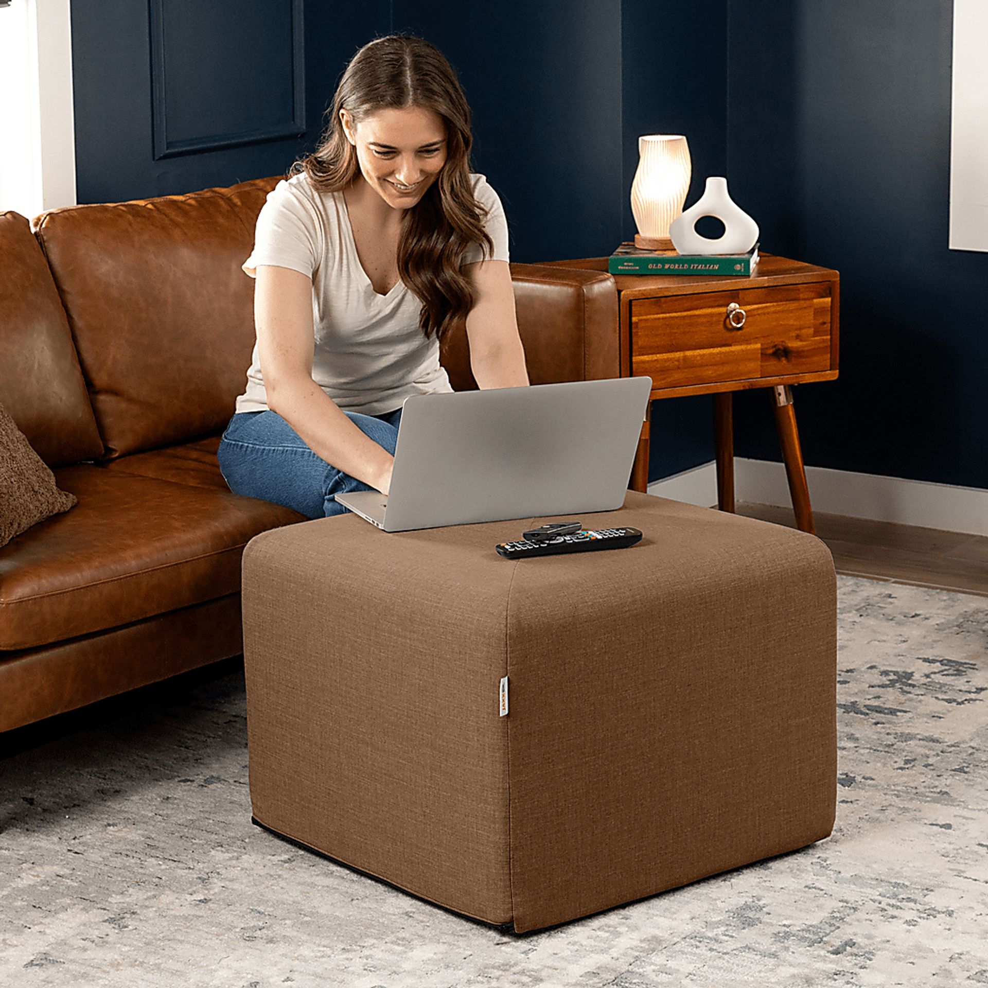 Edunci Brown Large Ottoman - Image 6