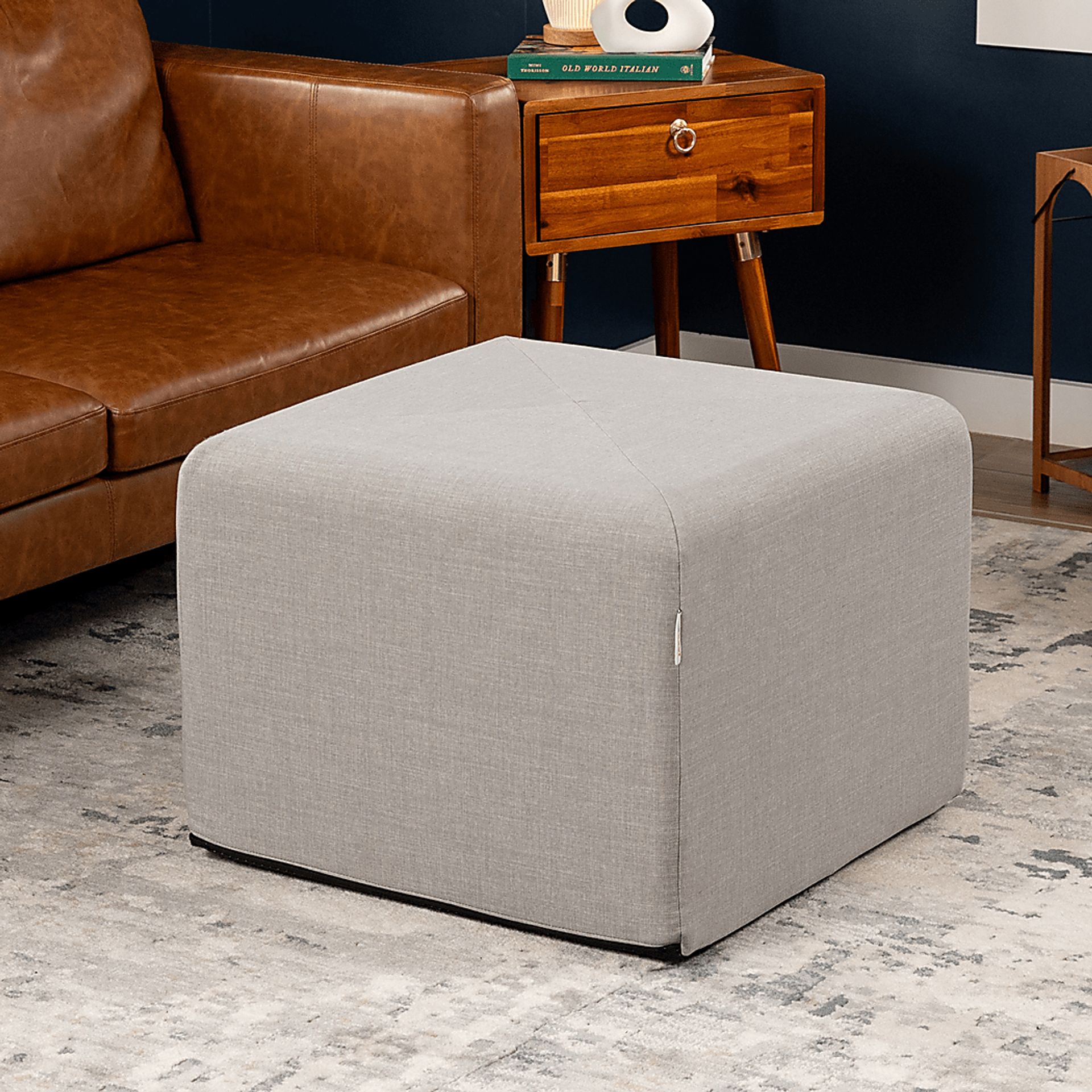 Edunci Gray Large Ottoman - Image 2