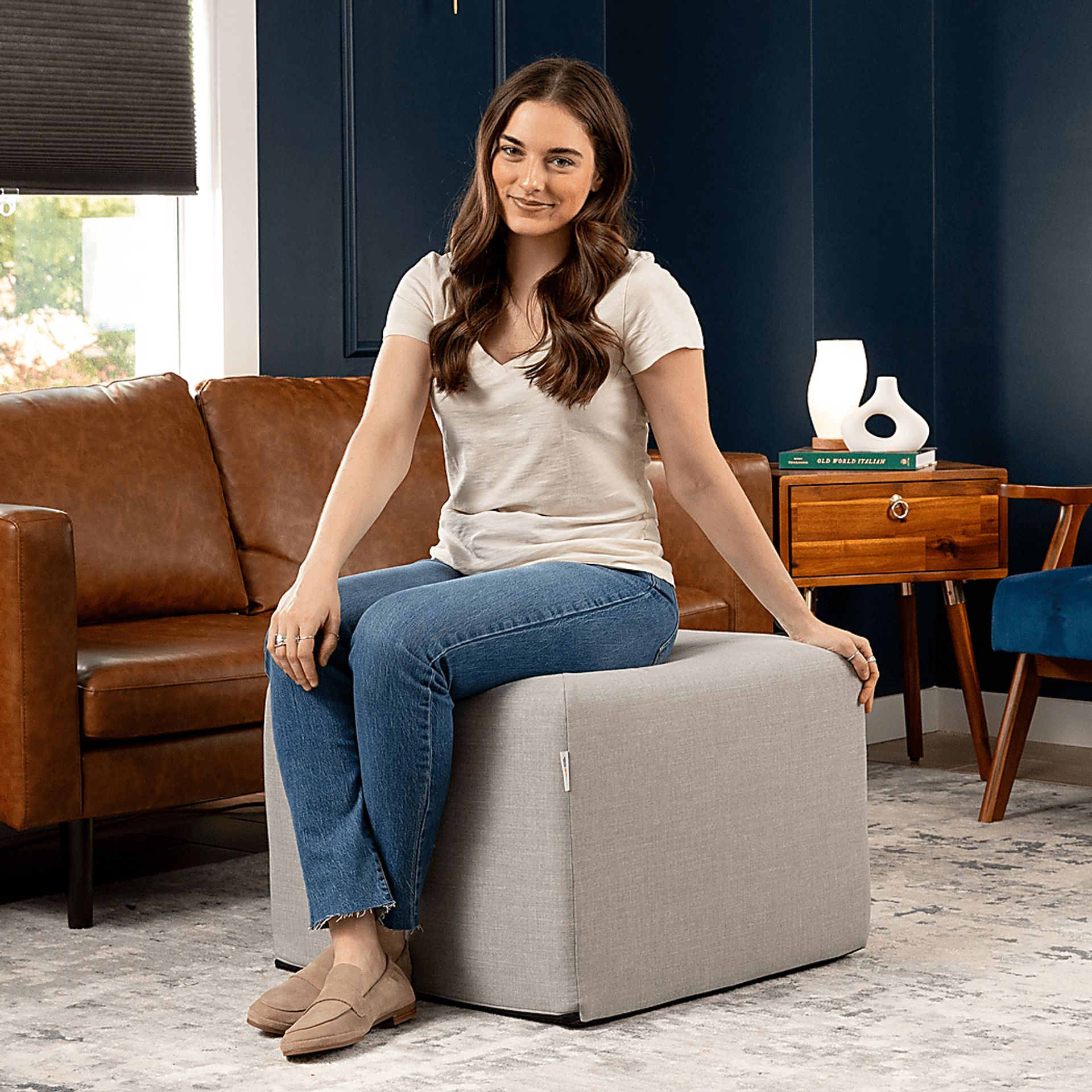 Edunci Gray Large Ottoman - Image 3