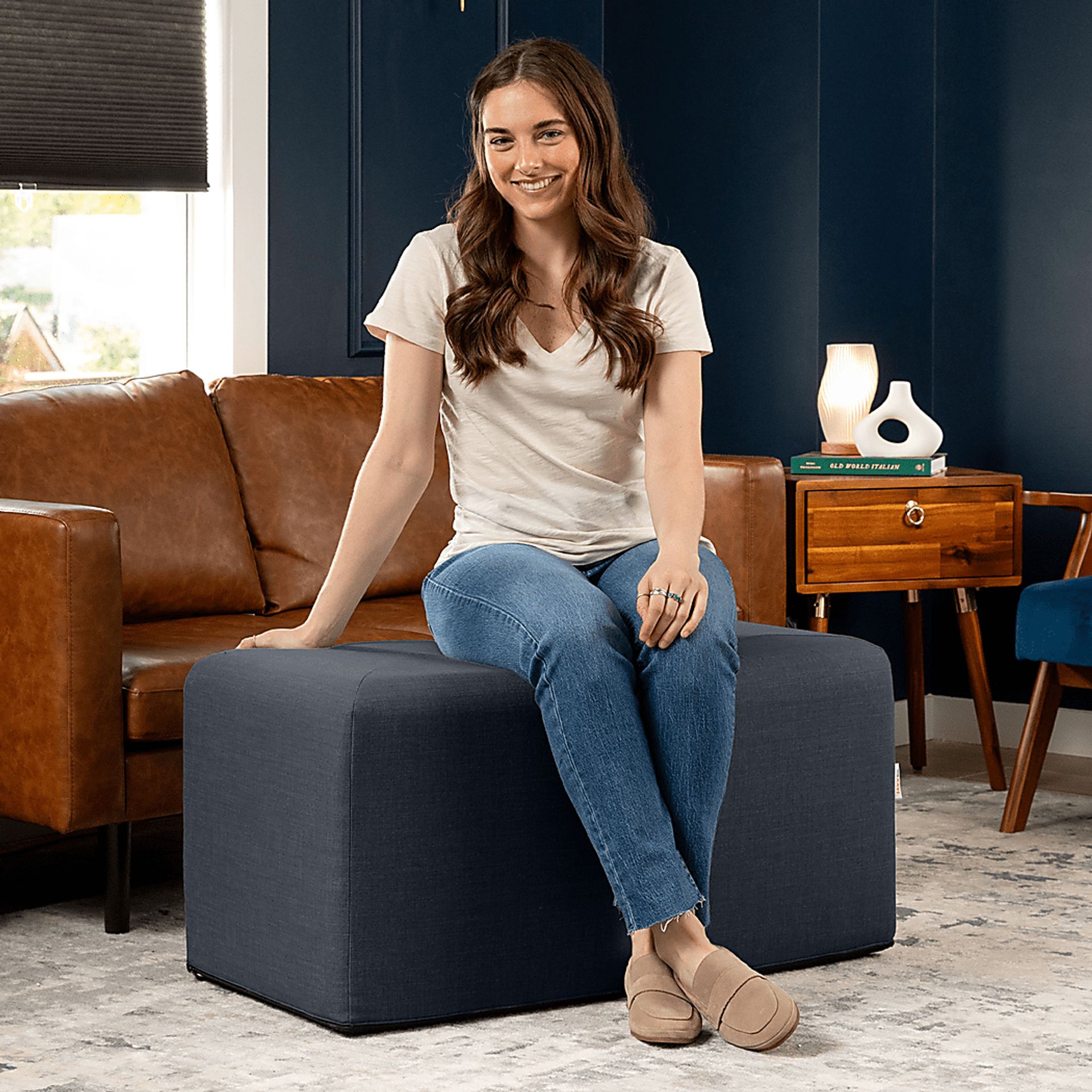 Edunci Gray Large Ottoman - Image 3