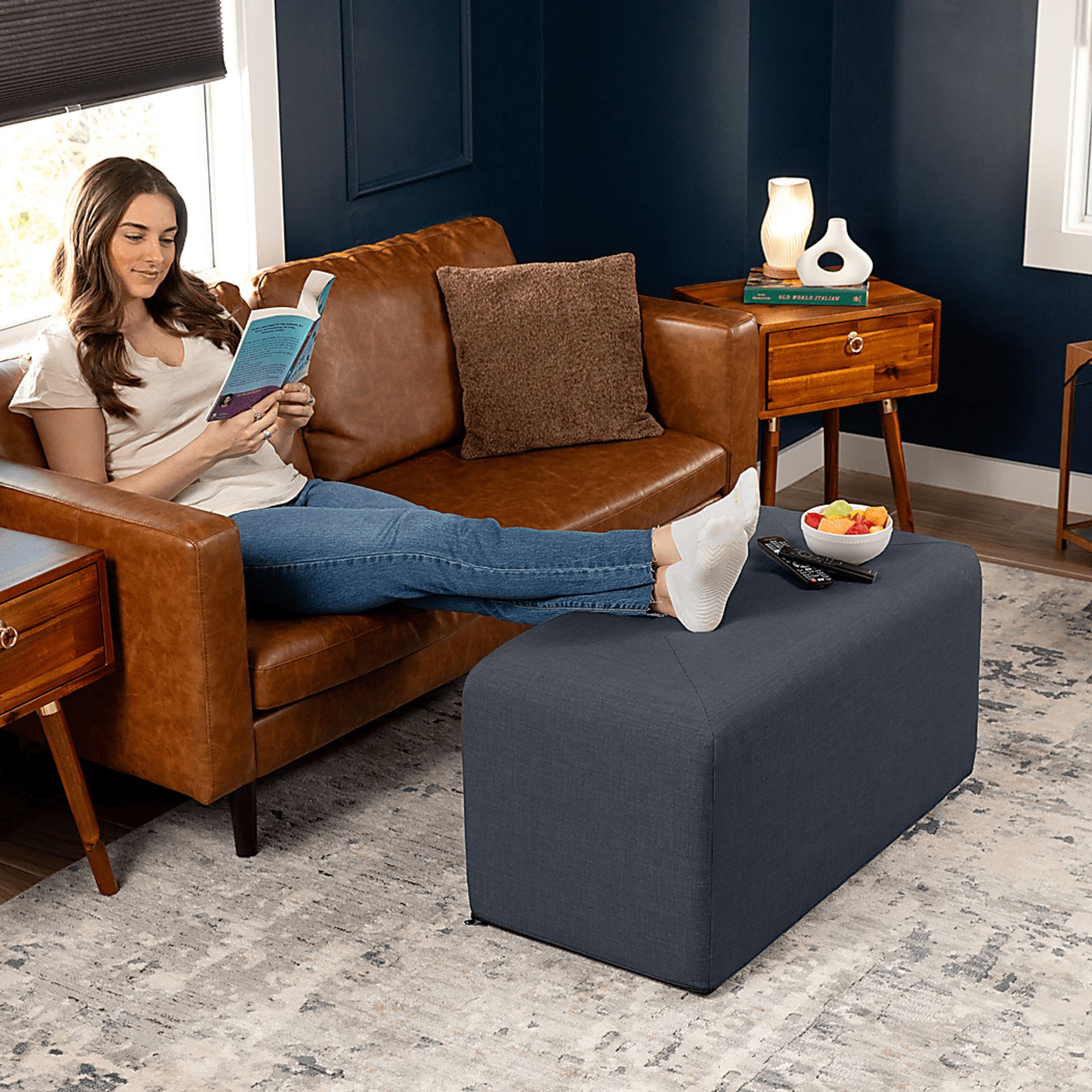 Edunci Gray Large Ottoman - Image 4