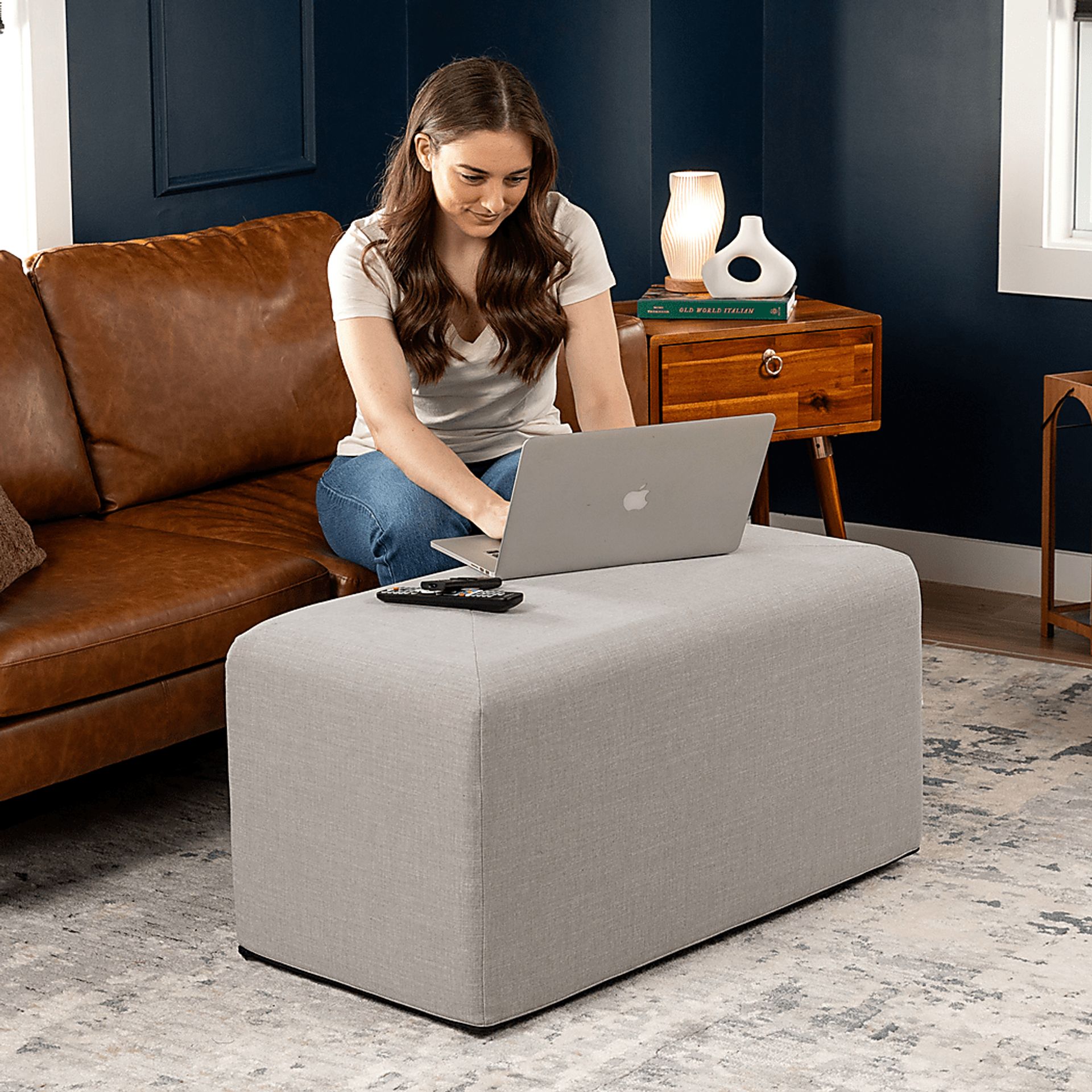 Edunci Gray Large Rectangular Ottoman - Image 6