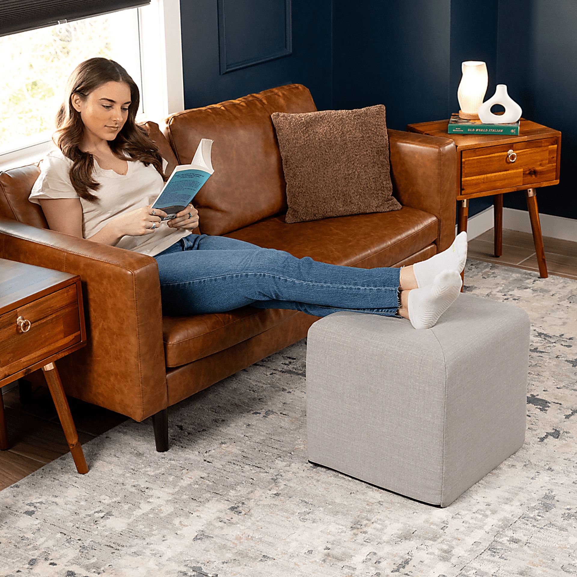 Edunci Gray Ottoman - Image 3