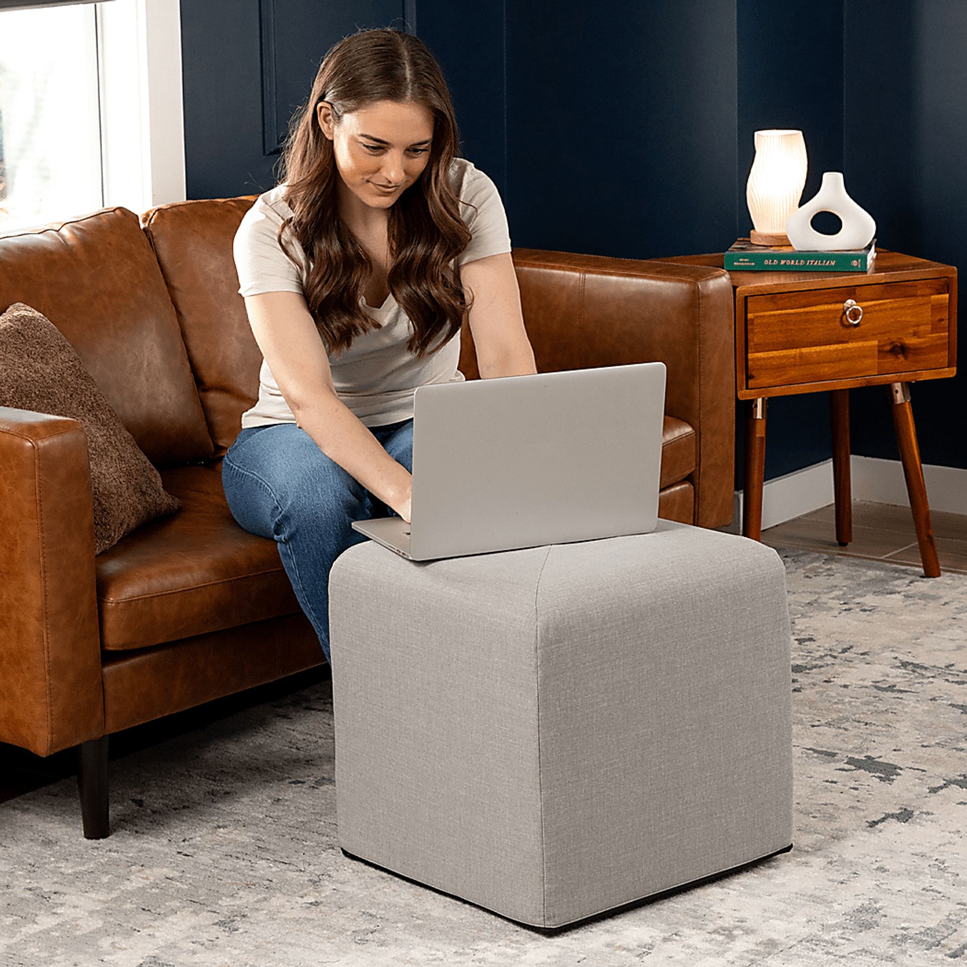 Edunci Gray Ottoman - Image 4