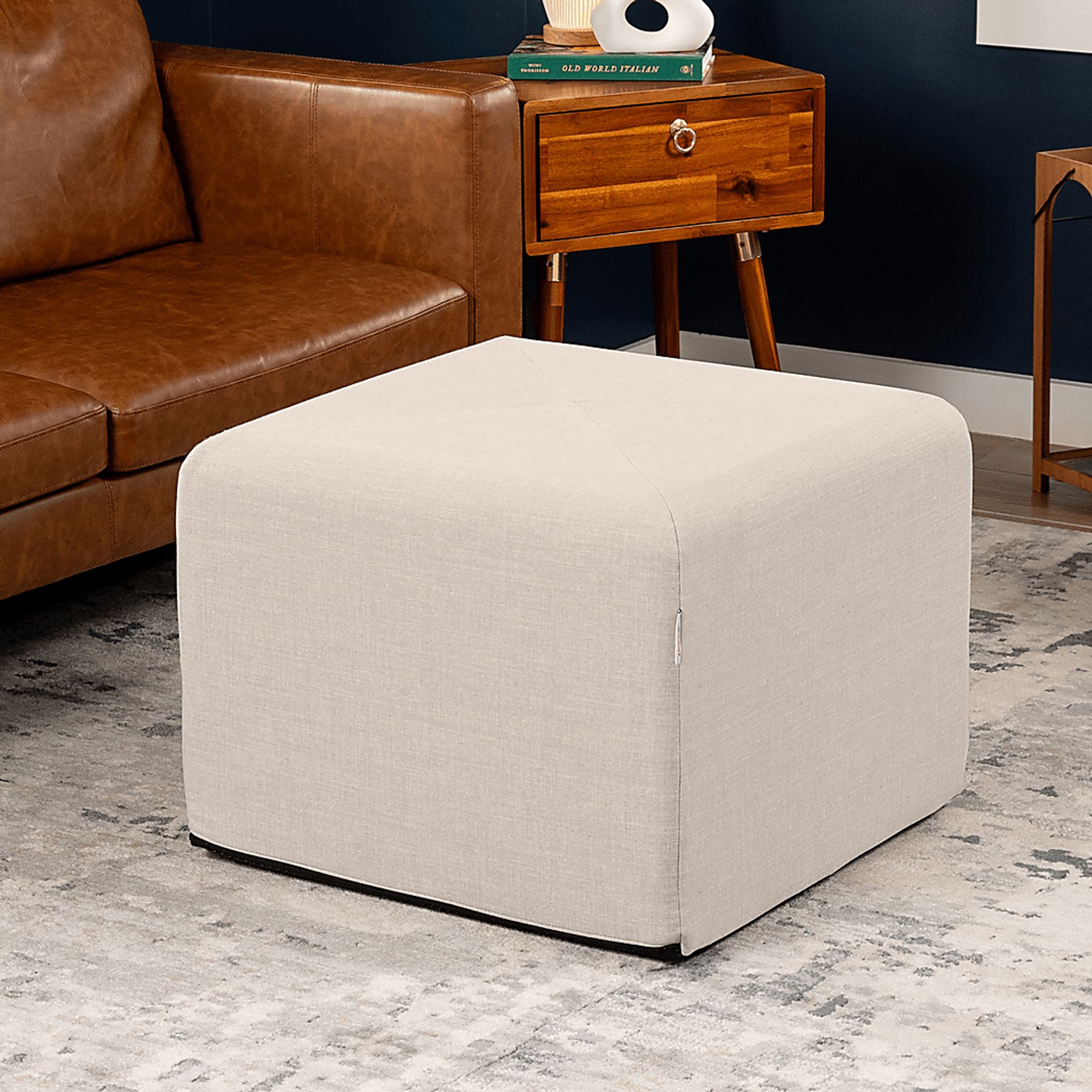 Edunci Light Gray Large Ottoman - Image 2