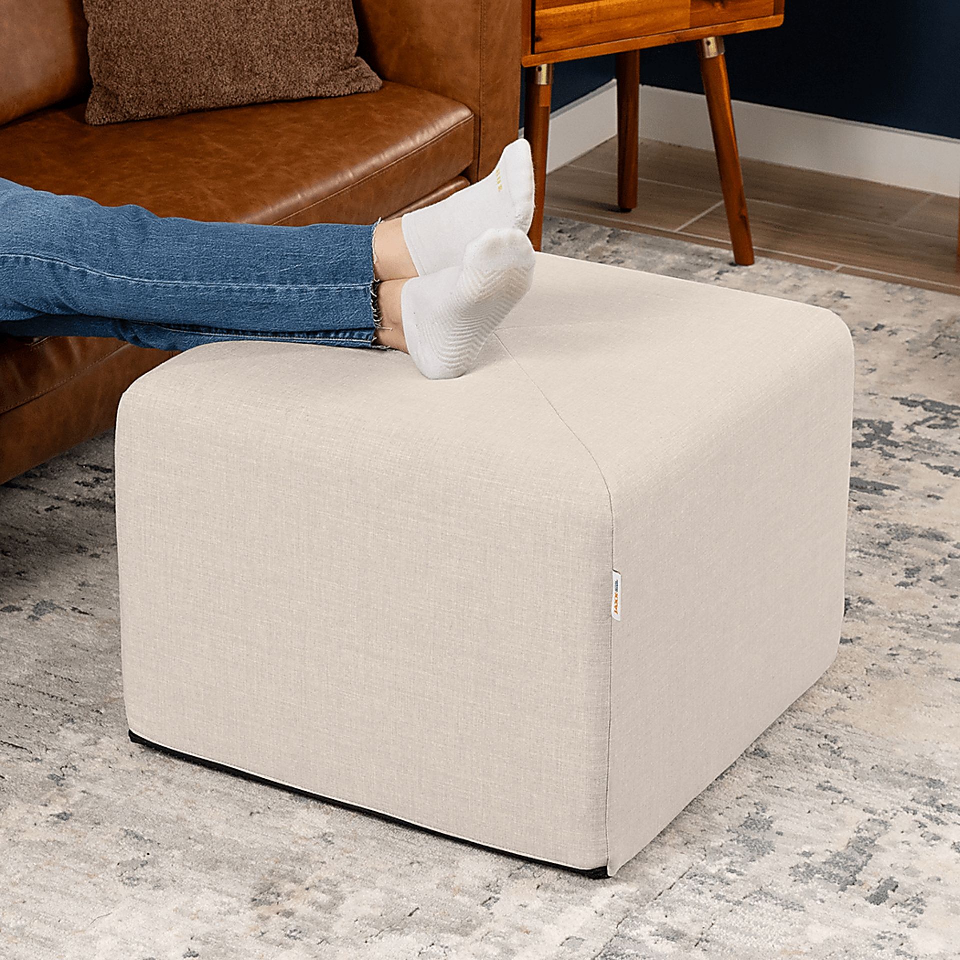 Edunci Light Gray Large Ottoman - Image 5