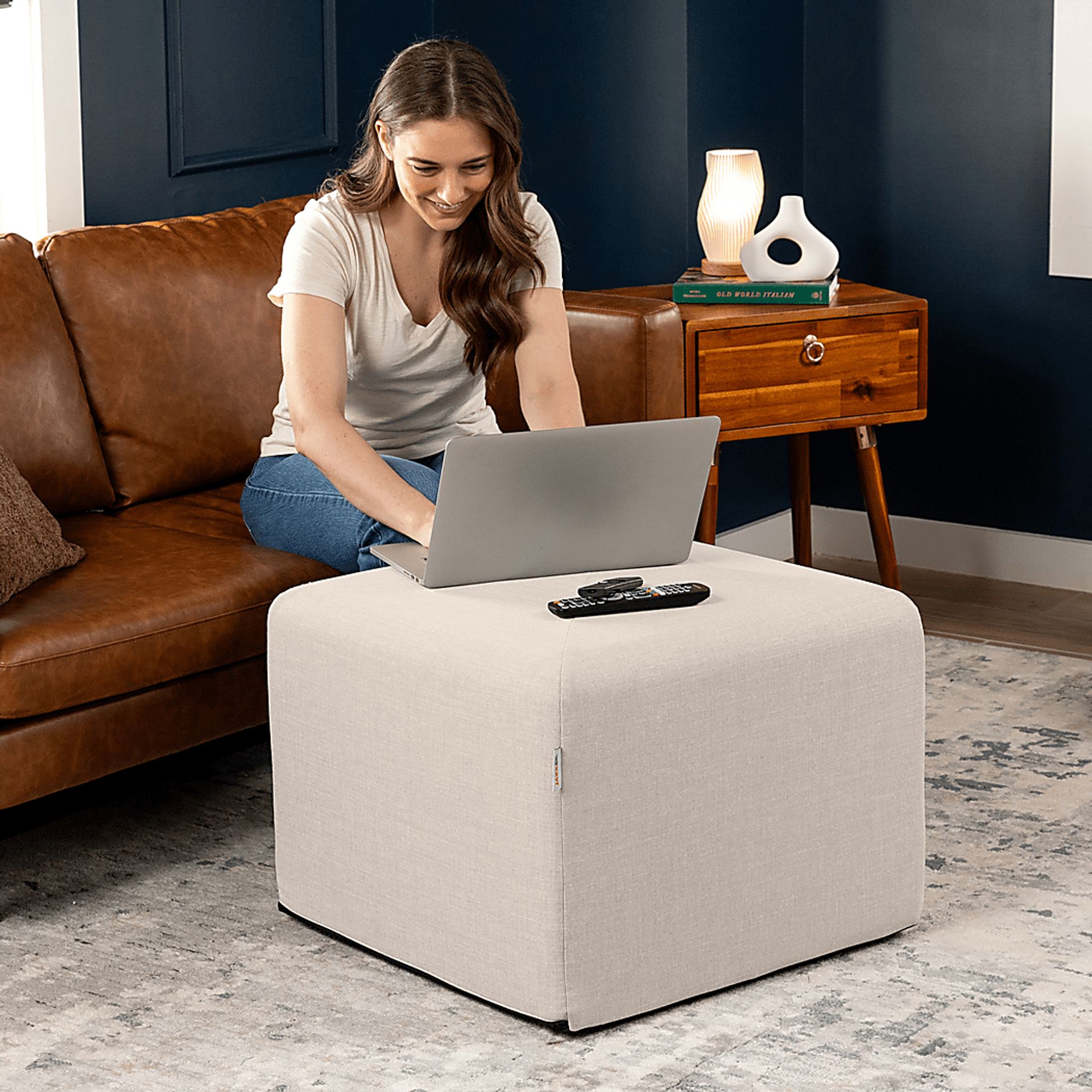 Edunci Light Gray Large Ottoman - Image 6