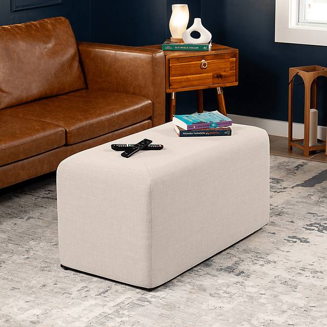 Edunci Light Gray Large Rectangular Ottoman - Thumbnail - Image 2