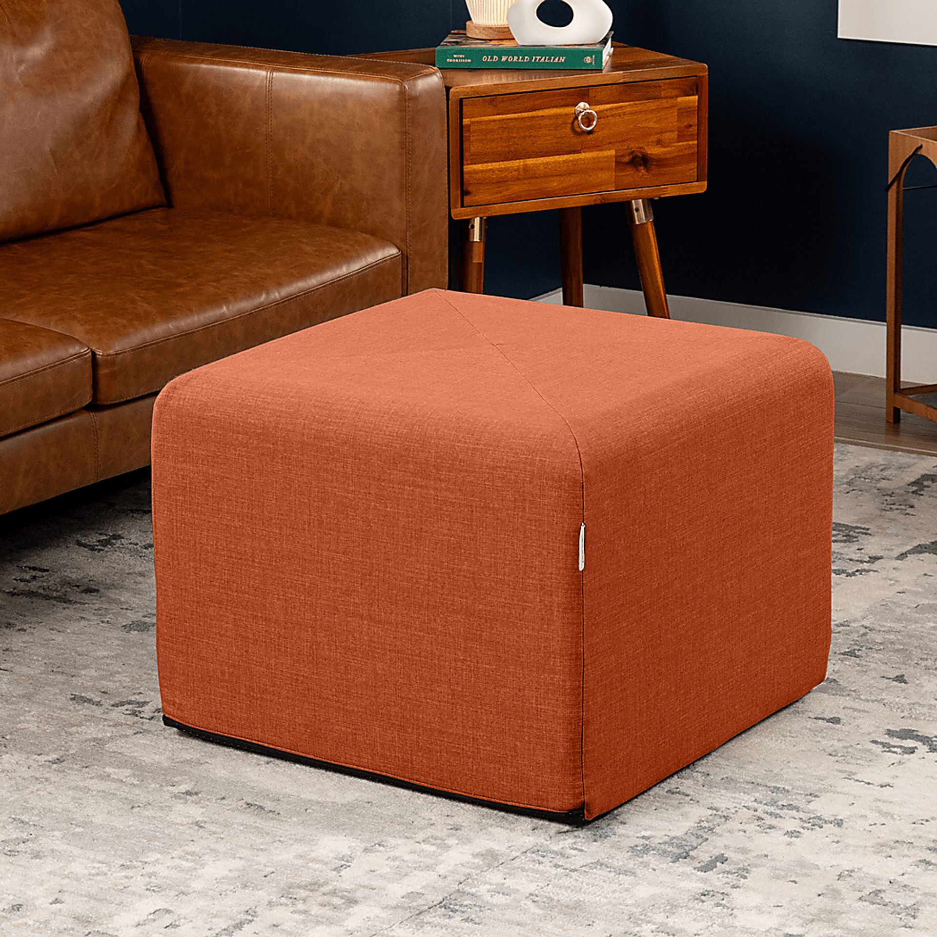 Edunci Orange Large Ottoman - Image 2