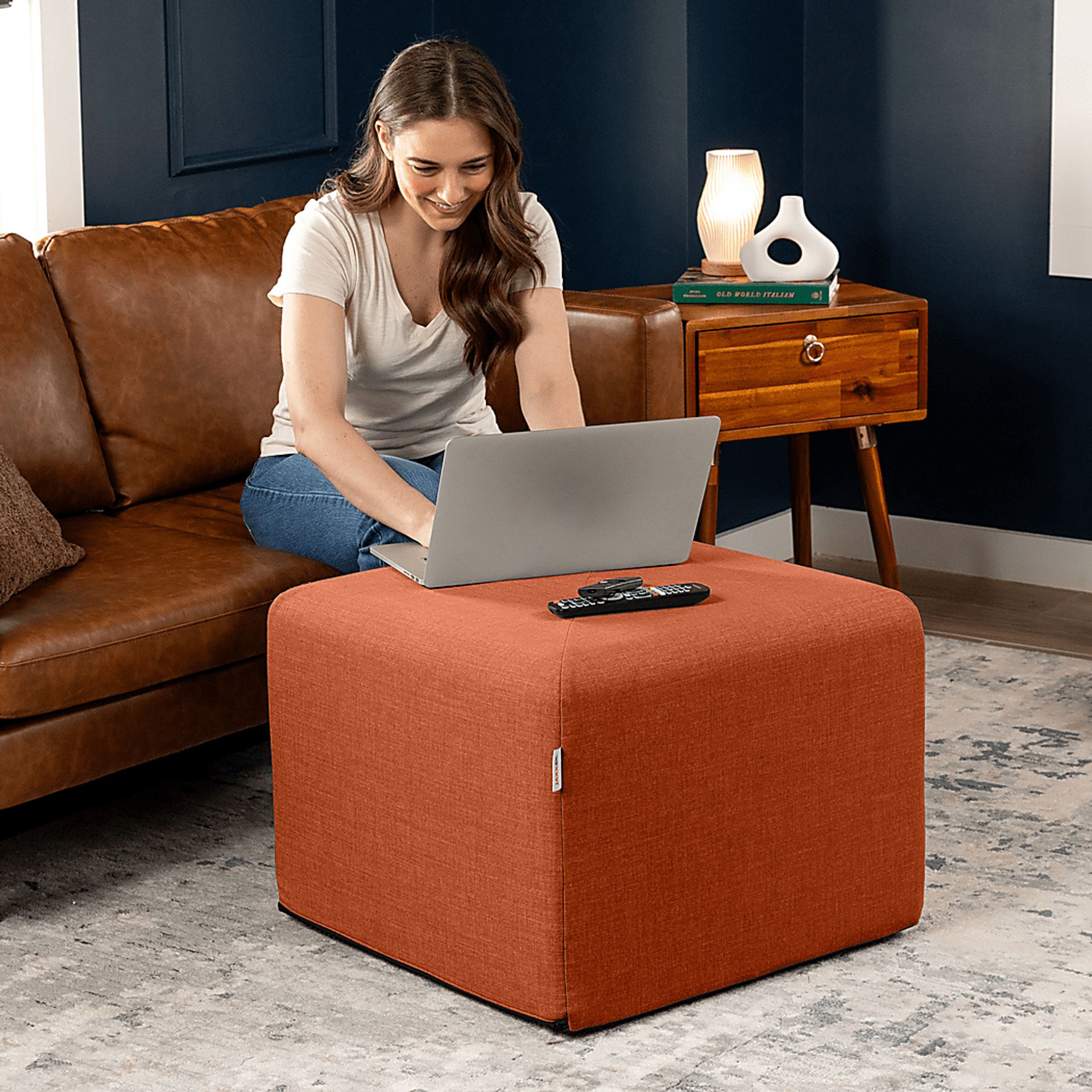 Edunci Orange Large Ottoman - Image 6