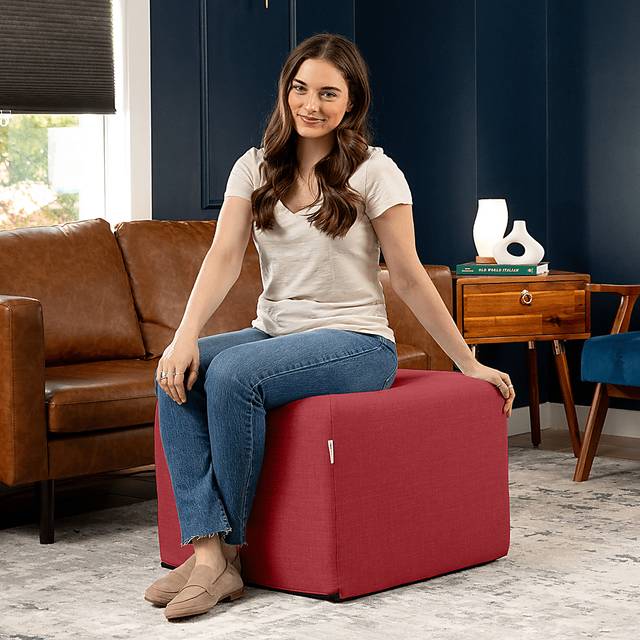 Edunci Red Large Ottoman - Thumbnail - Image 3